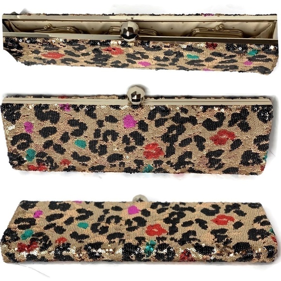 Kate Spade Sequin Leopard Pop Art Dolly Cheetah Print Clutch Bag - Picture 1 of 3